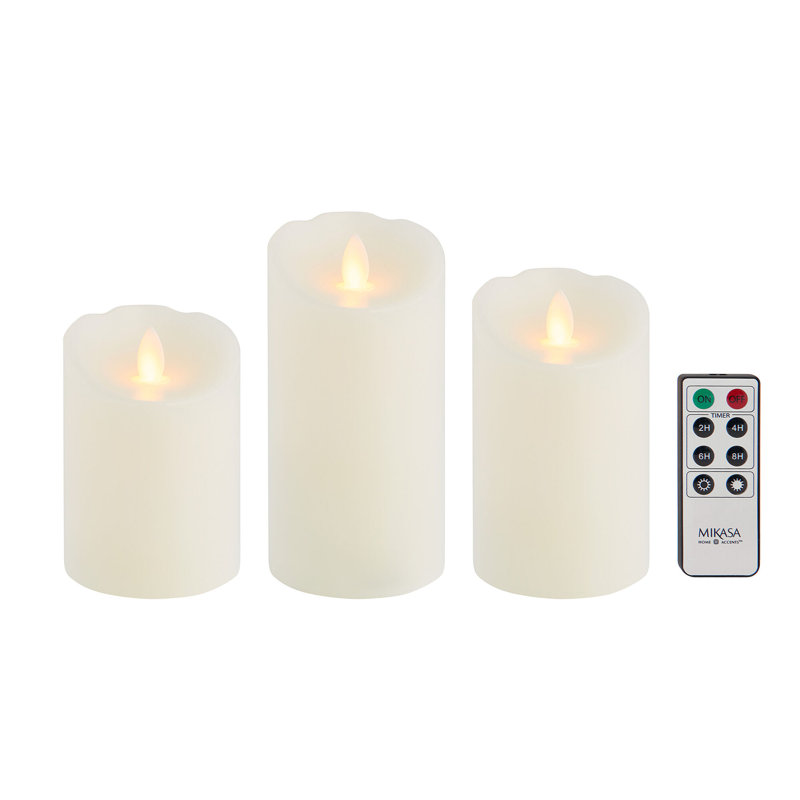 Mikasa Set Of White LED Pillar Candles Wayfair